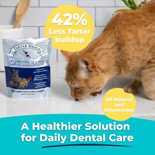 Tartar Shield Cat Treats | Daily Dental Treats | Cleans Teeth & Gums Fresh Breath Natural Oral Health Support | Wholesome & All-Natural Bites | USA