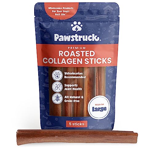 Pawstruck All Natural 11-12" Roasted Collagen Sticks for Dogs – Low Odor & Long-Lasting Bully Stick & Rawhide Alternative, Single Ingredient, Vet
