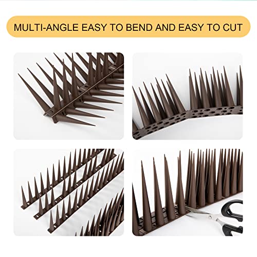 OFFO Bird Spikes Pigeon Outdoor Spikes for Cat Keep Birds Raccoon Woodpecker Away Covers 8 Feet(2.44m), Brown