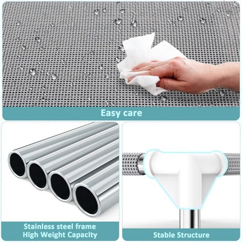 Elevated Dog Bed with Teslin Cooling Fabric - Lightweight Dog Cot for Small Dogs, Waterproof & Washable Breathable Mesh, Raised Pet Bed for Indoor