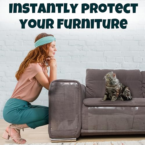 FixZilla Anti Cat Scratch Furniture Protector, 10-Pack Couch Protector from Cat Claws - Heavy-Duty, Easy-to-Apply Scratching Deterrent and Shield for