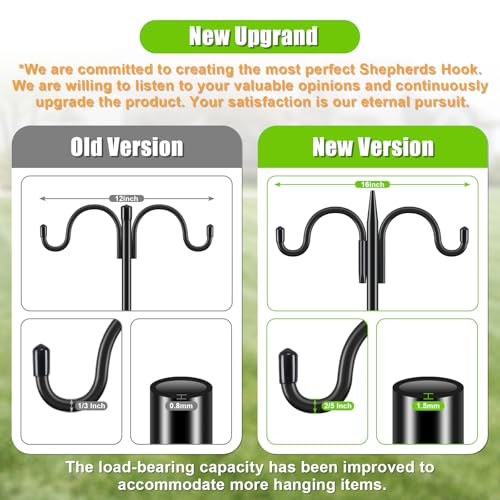 Gtongoko Double Shepherds Hook for Outdoor, 2 Pack 92 Inch Heavy Duty Bird Feeder Pole 3/4 Inch Thick Garden Hooks for Hanging Hummingbird Feeder