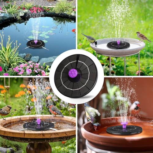 3.5W Solar Bird Bath Fountain Pump, Solar Powered Water Pump, Outdoor Water Fountain with 8-in-1 Nozzles, 4 Fixed Pipes for Hummingbirds, Garden