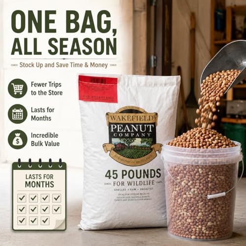 Wakefield Virginia Peanuts 45LB Bulk Bag Shelled Raw Unsalted for Squirrels, Birds, Deer, Pigs and a Wide Variety of Wildlife
