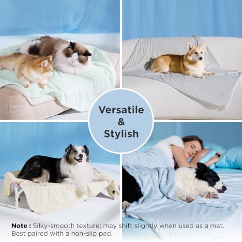 Bedsure Cooling Blanket for Small Dogs with Breathable Air-Core Fill Q-MAX>0.4 - Dog Cooling Mat Soft, Lightweight Pet Cat Throw Cold Blanket