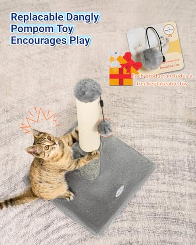 Happi N Pets Cat Scratching Post, Cat Scratcher for Indoor Cats, Sisal Scratching Post & Carpet Post in One, Stable Kitten Scratching Post with