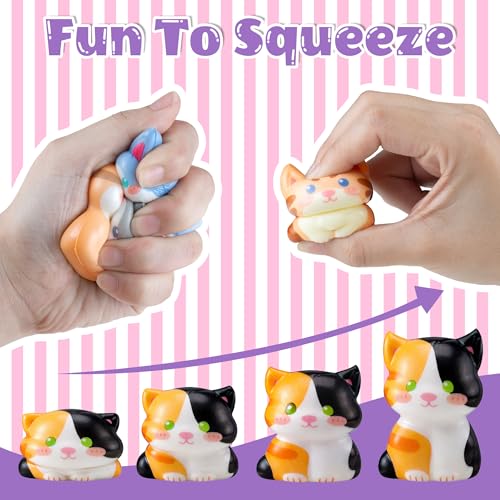 Cat Party Favors for Kids 24PCS Squishy Toys,Goodie Bag Stuffers, Pinata Stuffers,Birthday Gifts for Boys & Girls,Treasure Chest Prizes,Classroom