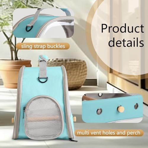 Small Bird Travel Cage Carrier, Portable Parrot Parakeet Carrier with Standing Perch and Comfy Mat, Budgies Carry Transport Bag for Vet Visit