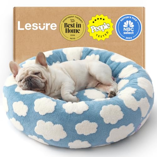 LE SURE Shown on TV Donut Dog Bed Medium Size Dog - Round Cat Beds Indoor as Bed Gift for Calming with Washable Cover, Cute Home Decor Bed with