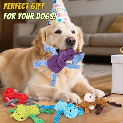 5 Pack Squeaky Dog Toys,Tough Stuffed Plush Dog Toys for Large Medium Small Dogs, Durable Plush Animal Dog Toy Bundle,Puppy Toys to Keep Them Busy