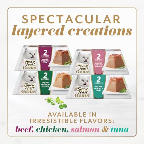 Purina Fancy Feast Gems Pate Mousse with Turkey and with Chicken Wet Cat Food Variety Pack - 4 oz. (Pack of 16)