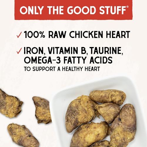 Stella & Chewy's Freeze-Dried Raw Chicken Heart Dog Treats - Single Ingredient, No Additives - Premium Training Treats - Perfect For Picky Eaters