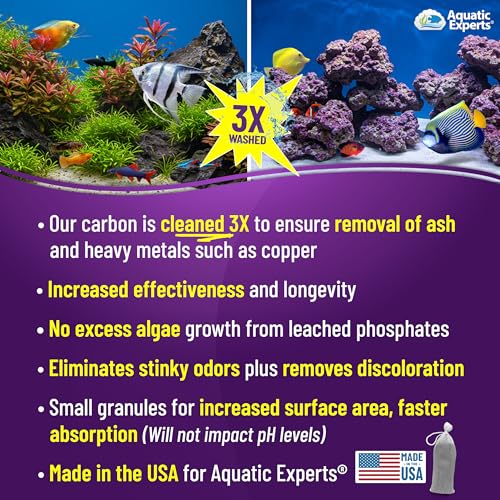 Premium Activated Carbon, Aquarium Carbon for Fish Tank Filter, Aquarium Filter Media, Granulated Charcoal for Fish Tanks, Activated Charcoal Bulk (3