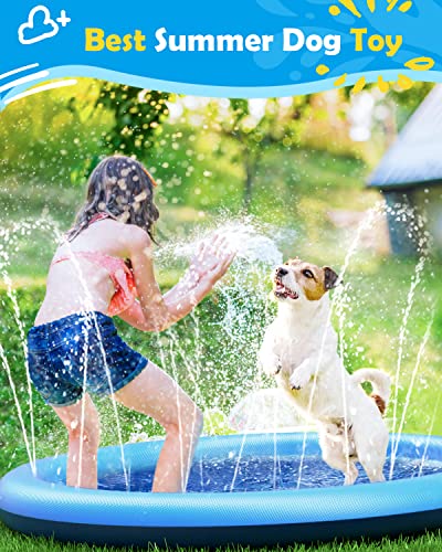 Peteast Splash Pad for Dogs & Kids - Anti-Slip Dog Pool for Large Dogs, 0.58 mm Thickened Durable Outdoor Water Play Mat, Summer Sprinkler Toy for