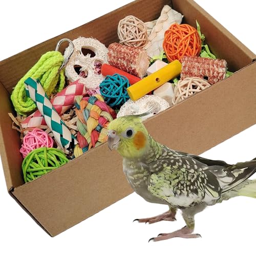 bird toys，Colorful Parrot Foraging and Tearing Toy Box - Suitable for chewing and foraging of long tailed parrots, Quaker parrots，cockatoos, Sun