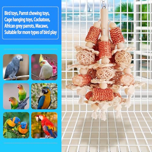 Bird Toys, Natural Corn Stick Parrot Toys Hanging in Bird Cages，for Small and Medium-Sized Macaws,African Grey,Cockatoos,Cockatiel,Sun Conure， Parrots