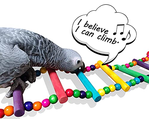 DS. DISTINCTIVE STYLE Bird Ladder Toys Coloured Flexible Parrot Swing Bridge Wooden Cockatiel Cage Hanging Climbing Ladder (39 in (16 Steps))