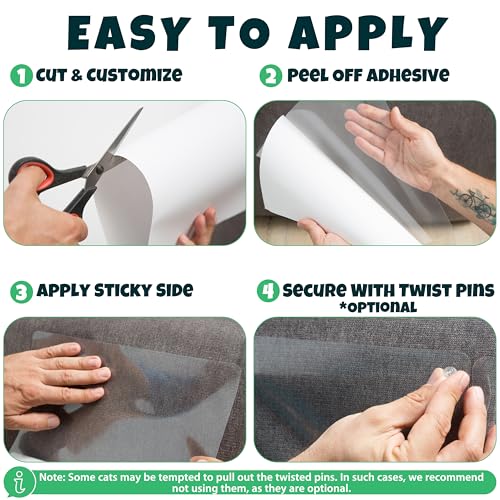 FixZilla Anti Cat Scratch Furniture Protector, 6-Pack Couch Protector from Cat Claws – Heavy-Duty, Easy-to-Apply Scratching Deterrent and Shield for