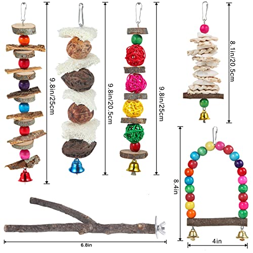 Bird Perch Bird Toys Parakeet Toys,Bird Cage Accessories Wooden Chew Toys Perch Stand for Parrot Conure Cockatiel Lovebird Parrotlet Budgie Finches