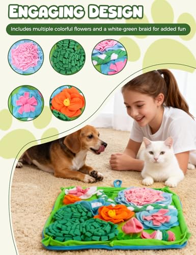 Snuffle Mat for Dogs, Slow Feeding Game Interactive Puzzle Dog Food Mat,Encourage Natural Foraging Skill-Dog Snuffle Mat 19.7''x19.7''Easy to Clean