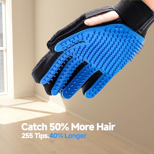 NVNAN Pet Hair Removal Glove for Dogs & Cats, 2-in-1 Deshedding Brush & Massage Mitt - Grooming Gloves for Shedding Control, Bathing and Washing