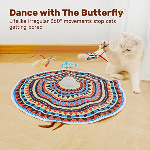 Potaroma Cat Toys Chargeable, 3in1 Hide and Seek, Automatic Interactive Fun, Fluttering Butterfly, Moving Feather, Kitten Wand, Indoor Kitty Exercise
