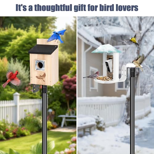 Gtongoko Smart Bird Feeder Pole 1-Inch Dia 79 Inch Bluebird House Pole for Outdoors Weather Station Heavy Duty Metal Mounting Kit Adjustable Bird