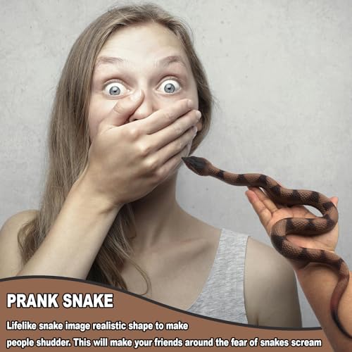 Upitry Rubber Snakes Fake Snake Rattlesnake - Realistic Keep Birds Away - Prank Life Size Toy That Look Real - Garden Plastic Scare Birds - Christmas