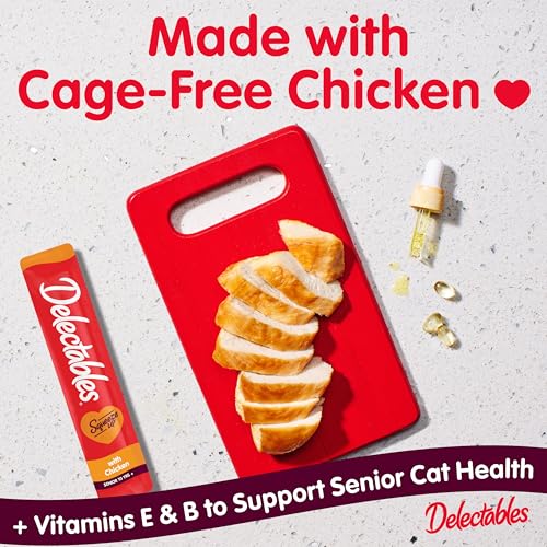 Delectables Squeeze Up Creamy Squeezable Puree, Lickable Wet Cat Treats, Grain Free, No Added Fillers, No By-Products, No Added Preservatives, 0.5