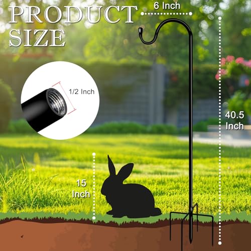 Shepherds Hooks for Outdoor 42 Inch Garden Bird Feeder Pole with 5 Prongs Base Adjustable for Hanging Flower Basket Plant Pot Solar Lantern Light