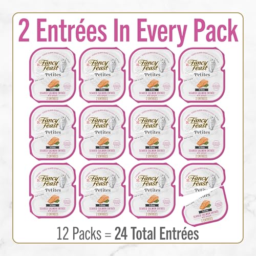 Purina Fancy Feast Petites Seared Salmon Entree With Spinach in Gravy Gourmet Wet Cat Food - (Pack of 12) 2.8 oz. Tubs