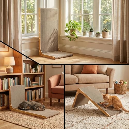 SMARTBEAN 3-Pack Cardboard Cat Scratcher for Indoor Cats, 23 Inch L Shaped Vertical Cat Scratching Post, Cat Scratching Board for Wall and Couch