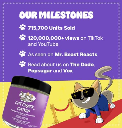 Cat Crack Catnip, Zoomie-Inducing Cat Nip Blend, North American Made & 100% Natural, Safe & Non-Addictive Catnip Treats Used to Supplement Cat Nip