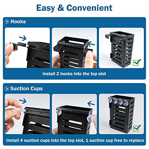 Aquarium Plant Holder 4 PCS Aquatic Plant Pot with 24 Hooks and 20 Suction Cups for Fish Tank Aquarium Planter and Aquascape Decorations (Black)