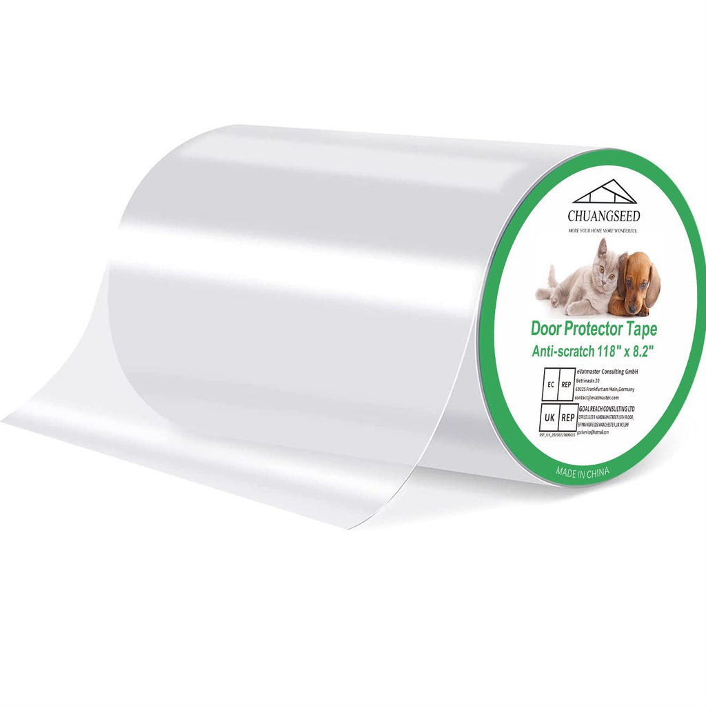 Door Protector from Dog Scratching 118" x 8.2" Cat Scratch Door Frame Single Side Adhesive Protector Anti Dog Scratch Door Guard for Dogs Clear