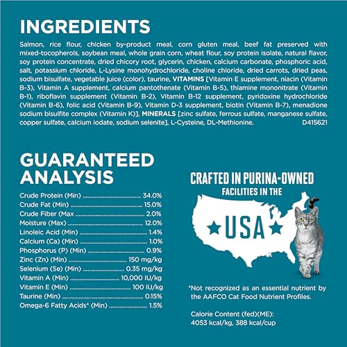 Purina ONE Natural Dry Cat Food, Tender Selects Blend With Real Salmon - 7 lb. Bag