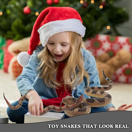 Gelabur 2Pcs Fake Snakes Prank, Soft Rubber Snake Realistic Keep Birds Away, Fake Snakes Toy - Life-Like Snake Figurine for Pranks, Halloween