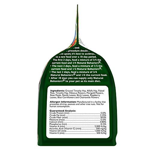 Tropical Carnival Natural Behaviors Grain-Free Guinea Pig Food – 4 Pounds, High-Fiber Timothy Hay Blend with Flowers & Leaves, Supports Natural