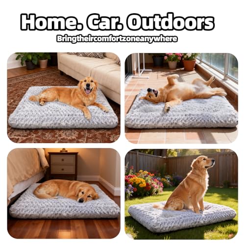 Dog Beds Large Sized Dog, Washable Durable Pet Bed, Deluxe Plush Soft & Comfortable Dog Crate Bed Pad for Large, Jumbo, Medium, Small Dogs Breeds