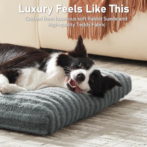 FURTIME Washable Dog Bed Large Sized Dogs, Deluxe Dog Crate Beds Comfy Fluffy Kennel Pad Anti-Slip Pet Sleeping Mat, Machine Washable Dogs Pillow