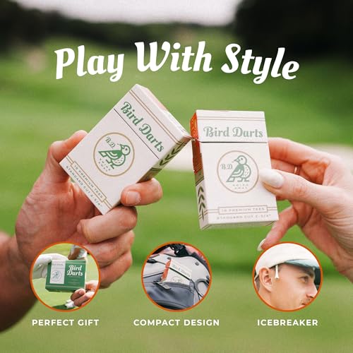 Premium Bamboo Wood Golf Tees, 18/72/180 Units (Packs of 18), 2 ¾ Golf Tees in Cigarette-Style Packaging, Durable, Biodegradable, Golf Tees Wood for