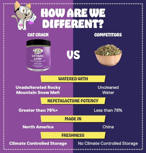 Cat Crack Catnip, Zoomie-Inducing Cat Nip Blend, North American Made & 100% Natural, Safe & Non-Addictive Catnip Treats Used to Supplement Cat Nip