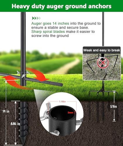 Heavy Duty Bird Feeder Pole - 109 Inch Adjustable 1 Inch Metal Bird House Pole with 14” Deep Auger Base | Outdoor Mount Kit for Bluebird Houses