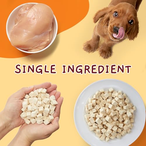Jungle Calling Freeze Dried Chicken Cat & Dog Treats, Single Ingredient Chicken Bites for Cats & Dogs, High Protein Pet Training Treats, Edible