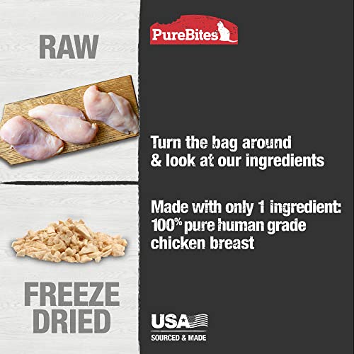 PureBites Chicken Breast Freeze Dried Cat Treats, 1 Ingredient, Made in USA, 5.5oz