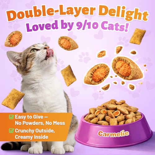Taurine for Cats Vitamins Treats, 15 in 1 Cat Multivitamin Support Joint, Skin Coat, Digestion, Immunity & Energy, 500 Crunchy & Creamy Chews with