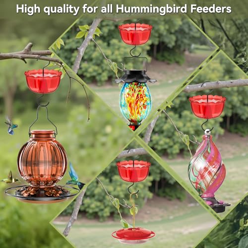 Ant Moat for Hummingbird Feeders, 6 OZ Ant Guard with Large Capacity, Against Ants Hummingbird Feeder Accessory Hooks with Brushes, 2 Pack