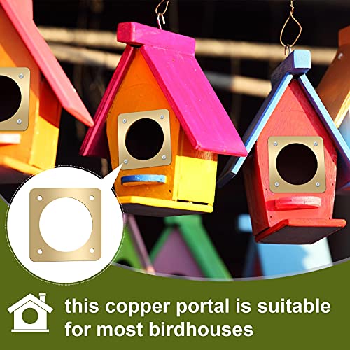 Hotop 18 Pcs 1 1/2'' Opening Metal Bird House Guard Portal Bird House Hole Protector with Copper Open Protector Guards for Eastern Bluebird Rooms
