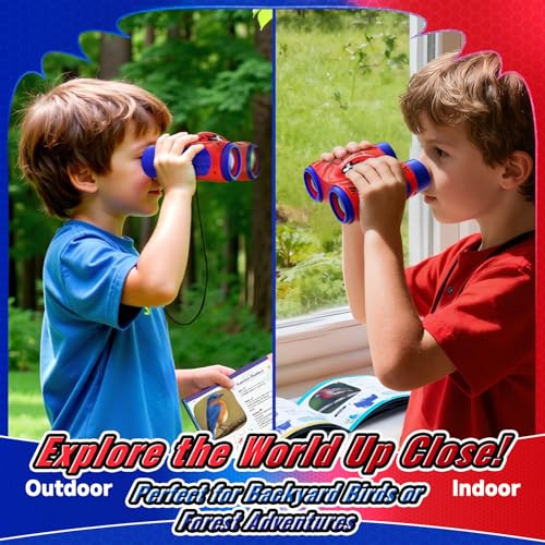 Boy Toys Age 3-12,Binoculars for Kids with Bird Watching Manual&Compass,Outdoor Camping Backyard Toddler Toys,3 4 5 6 7 8 9 10 11 12 Year Old Xmas
