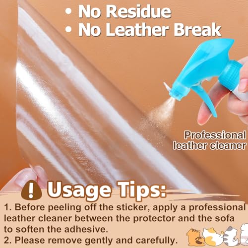Acostop Cat Scratch Furniture Protector - Specially Designed for Leather Furniture, Easy to Remove Anti-Scratch Couch Protector from Cat, No Pins, 16
